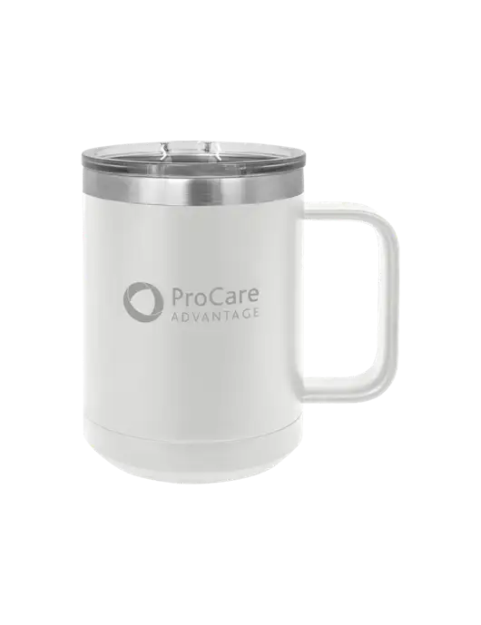 Polar Camel 15 oz Powder Coated White Vacuum Insulated Mug with Slider Lid w/ProCare Advantage Logo