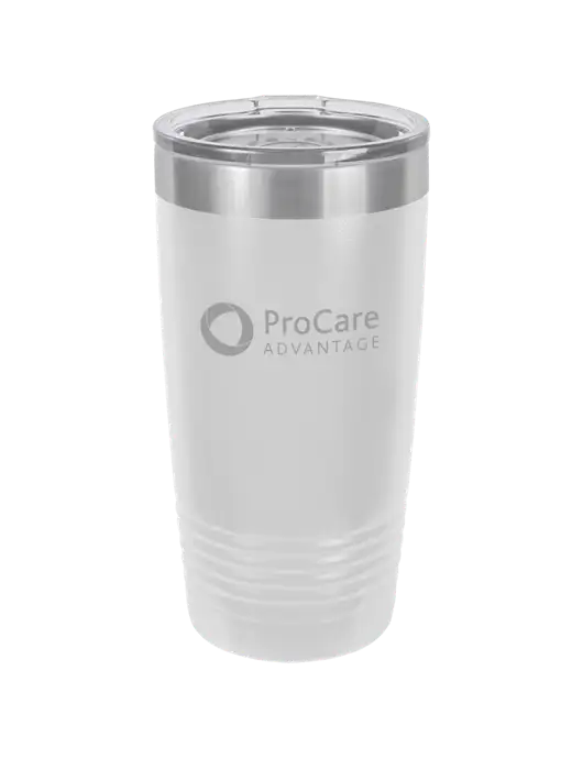 Polar Camel 20 oz Powder Coated White Vacuum Insulated Tumbler  w/ProCare Advantage Logo